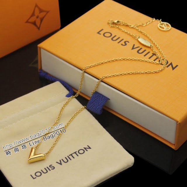 Louis Vuitton新款飾品 路易威登字母v項鏈手鏈耳環套裝 LV簡約字母手鏈鎖骨鏈耳釘  zglv1974